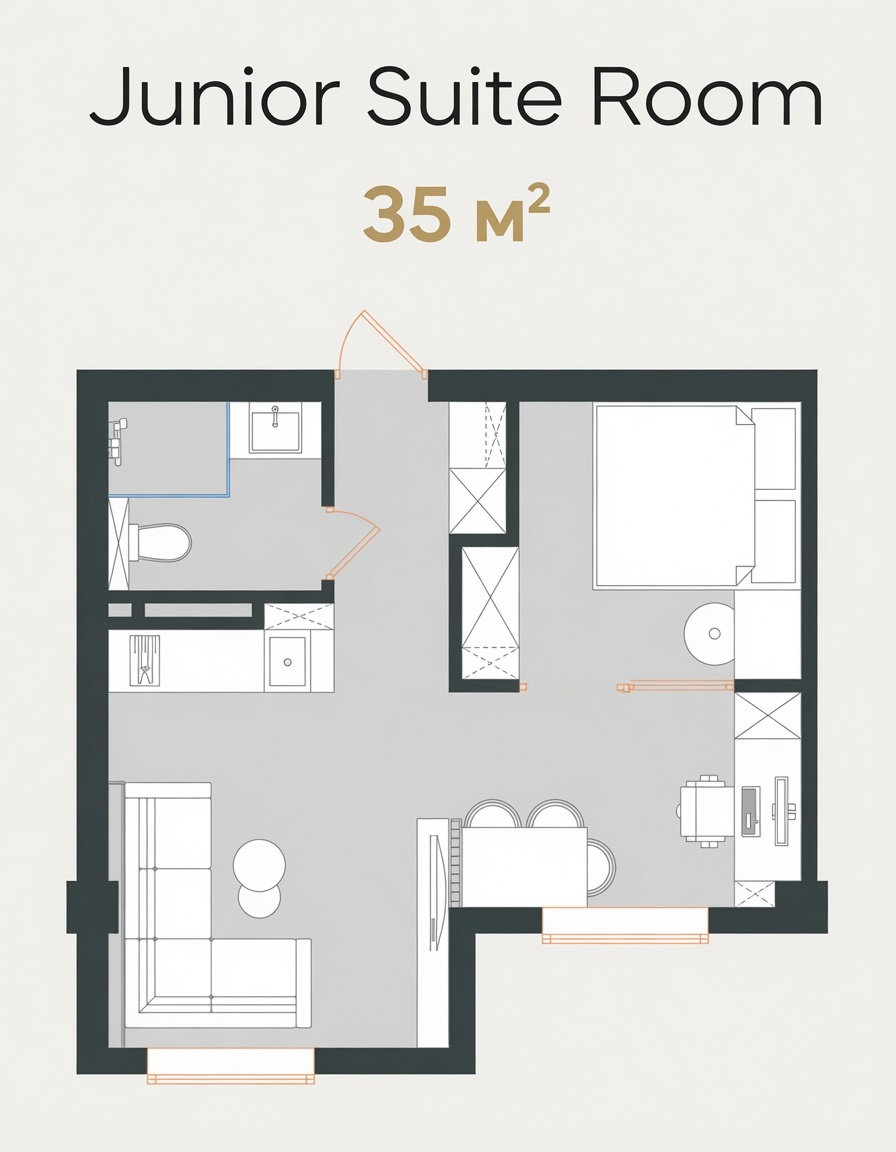 Junior Suite Room 35 м² — Планировка номера